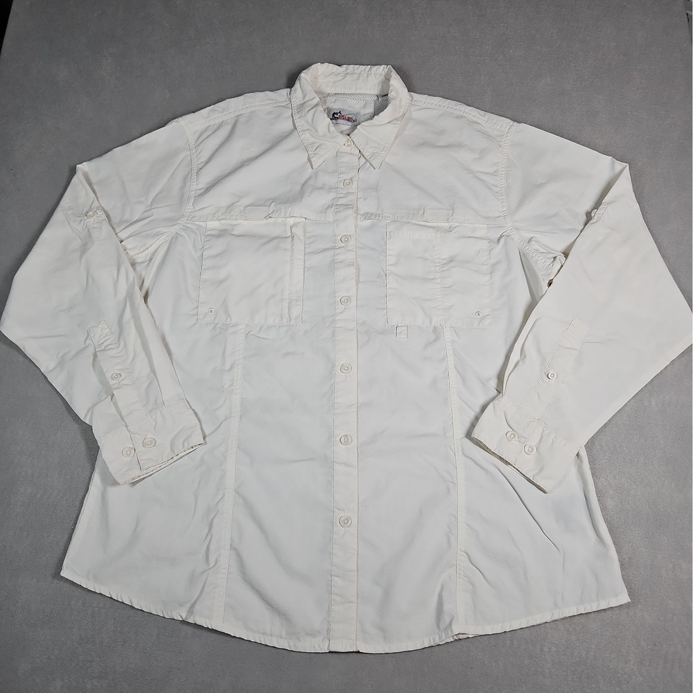 World Wide Sportsman Womens White Vented Button Up Fishing Shirt Size XL